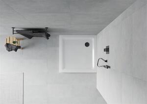 Mexen SLIM - Négyzet alakú zuhanytálca 70x70x5cm + fekete szifon, fehér, 40107070B