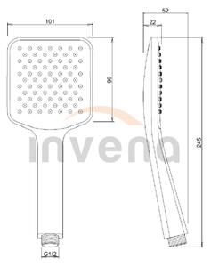 Invena Trend, kézi zuhanyfej 1 funkcióval, fekete, INV-AS-91-004-S