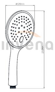 Invena Mykonos Exe, kézi zuhanyfej 3 funkciós, króm, INV-AS-10-001-C