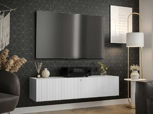 TV-állvány Anulio I, Közepes sűrűségű farostlemez, Laminált forgácslap, 34x150x40cm, Fehér
