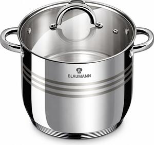 BLAUMANN Gourmet Line Rozsdamentes fazék üvegfedővel 7,7L 24×17,5 cm ezüst színben INDUKCIÓS BL-1010A
