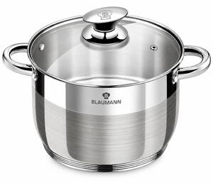 SILVER JEWELLERY Rozsdamentes fazék üvegfedővel inox színben 28x21,5 cm 12,5L BL-3819W