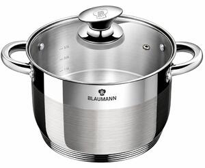 BLAUMANN Silver Jewellery Rozsdamentes fazék 18x13cm 3,2L üvegfedővel ezüst színben INDUKCIÓS BL-3816W