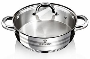 BLAUMANN Gourmet Line Rozsdamentes lábos üvegfedővel 2L 20x7cm ezüst színben INDUKCIÓS BL-1001A-W