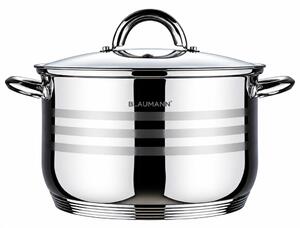 BLAUMANN Gourmet Line Rozsdamentes fazék üvegfedővel 16x10,5 cm 1,8 L ezüst színben INDukciós BL-1018A-W