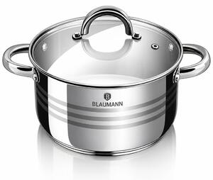 BLAUMANN Gourmet Line Rozsdamentes fazék üvegfedővel 16x11,5 cm 2,1L ezüst színben INDUKCIÓS BL-1006A-W