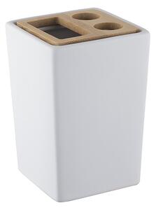 BISK Erga Pure, álló fogkefe pohár, fehér matt-barna, ERG-06578