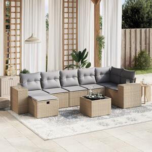 8 részes vegyes bézs polyrattan kerti ülőgarnitúra párnákkal