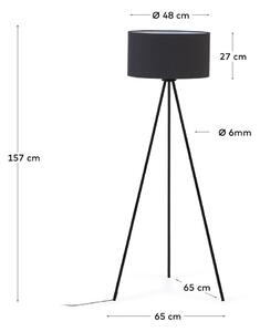 Fekete állólámpa textil búrával (magasság 157 cm) Ikia – Kave Home