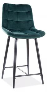 Bárszék CHIC VELVET fekete lábakkal, sötétzöld