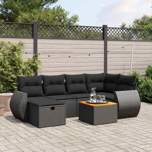 7 részes fekete polyrattan kerti ülőgarnitúra párnával