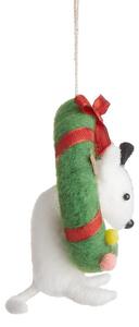 HANG ON filc karácsonyfadísz, kutya adventi koszorúval