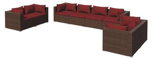 VidaXL 8 részes barna polyrattan kerti ülőgarnitúra párnákkal