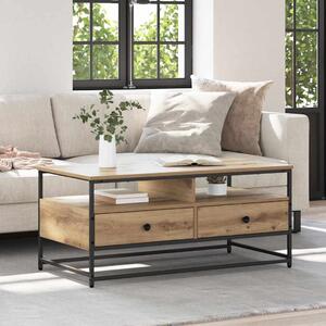 Dohányzóasztal fiókkal kézműves tölgy 100 x 51 x 45 cm Faanyag
