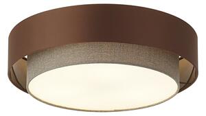 Modern mennyezeti lámpa sötét bronz színben, taupe színnel 50 cm 3-lámpás - Drum Duo