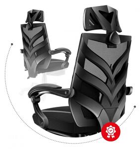 Egyedi fekete gamer szék lábtartóval COMBAT 5.0