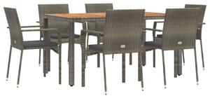 Polyrattan Kerti Étkezőgarnitúra - 7 részes - Szürke