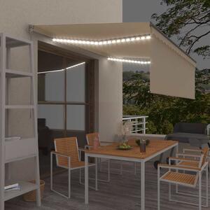Krémszínű LED-es kézzel kihúzható napellenző redőnnyel 4 x 3 m