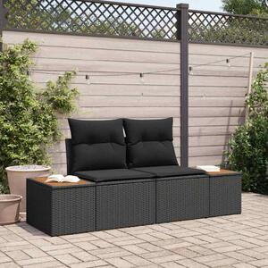 Kerti kanapé Fekete 184 x 62 x 85cm polirattan