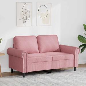 Kétszemélyes rózsaszín bársony kanapé 120 cm