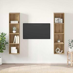 TV szekrény garnitúra 2 pcs Barna 37 x 37 x 142,5 cm Faanyag