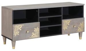 TV szekrény fiókkal Szürke 100 x 33 x 46 cm Tömör Mangófát