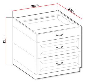 Alsó konyhaszekrény fiókokkal Vintageline 80 D 3S BB (fehér)