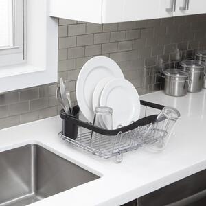 Umbra SINKIN MULTI Fekete-ezüst mosogatómedencébe és mosogató peremére helyezhető edényszárító