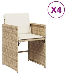 VidaXL 4 db bézs polyrattan kerti szék párnával