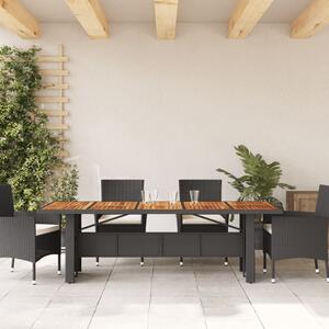 VidaXL fekete polyrattan kerti asztal akácfa lappal 240 x 90 x 75 cm