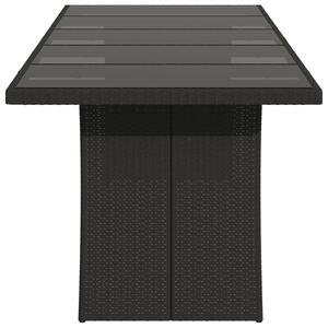 VidaXL fekete polyrattan üveglapos kerti asztal 240 x 90 x 75 cm