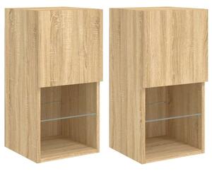 VidaXL 2 db sonoma-tölgy színű TV-szekrény LED-lámpákkal 30,5x30x60 cm