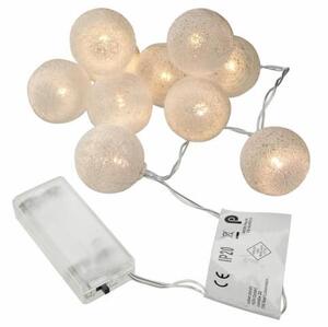 LED dekoráció gömbös fényfüzér 10 LED - meleg fehér
