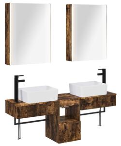 Fürdőszobai Szekrény Szett 5 pcs Füstös Tölgy 53 x 15,5 x 70 cm