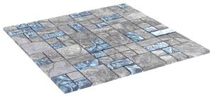 Mozaik csempe 11 pcs Szürke és Kék 50 x 50 cm Üveg