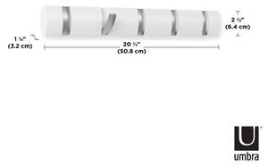 Umbra FLIP 5 fényes fehér-ezüst kihajtható fali fogas akasztó