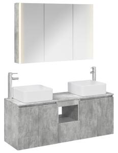 Fürdőszobai Szekrény Szett 4 pcs Betonszürke Szerelt Fa