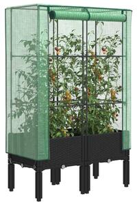 Rattan megjelenésű magaságyás melegháztakaróval 80x40x140 cm