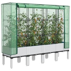 Rattan megjelenésű magaságyás melegháztakaróval 160x40x140 cm