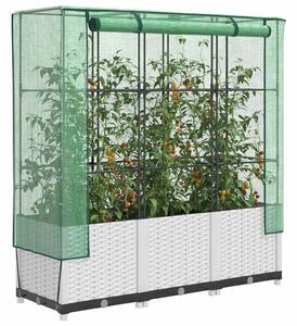 Rattan megjelenésű magaságyás melegháztakaróval 120x40x138 cm