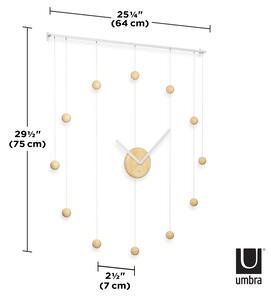 Umbra HANGTIME Fehér-Természetes fa függesztett térbeli nagy falióra