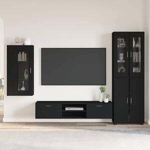 TV szekrény garnitúra fiókkal FLORIN 3 pcs Fekete Faanyag