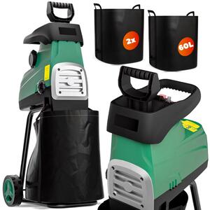 DIOX kerti aprítógép/aprító+2x 60l zsák, 3100W fekete/zöld Gardebruk