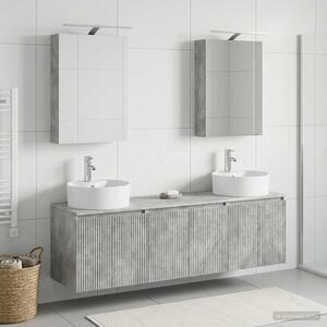 Fürdőszobai Szekrény Szett 5 pcs Betonszürke Szerelt Fa
