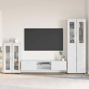 TV szekrény garnitúra FLORIN 3 pcs Magas Fényű Fehér Faanyag
