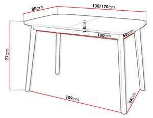 Széthúzható étkezőasztal 130 cm Grospan S 130x80 (arany craft tölgy + fekete) (4-6 fő részére)