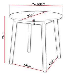 Széthúzható étkezőasztal 90 cm Kertare S 90 (szürke márvány + fekete) (2-4 személy részére)