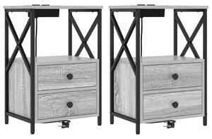 Éjjeliszekrény 2 pcs Szürke Sonoma 40 x 31 x 60 cm Faanyag