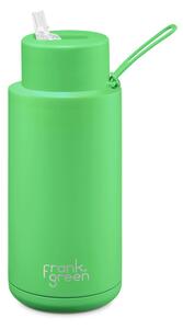 Frank Green CERAMIC BOTTLE neon green termosz fém szívószálas sport kupakkal