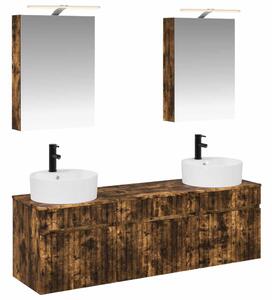Fürdőszobai Szekrény Szett 5 pcs Füstös Tölgy 50 x 14,5 x 70 cm